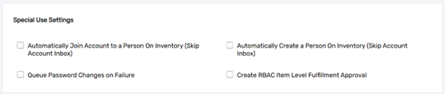 Acount Store Special Use settings